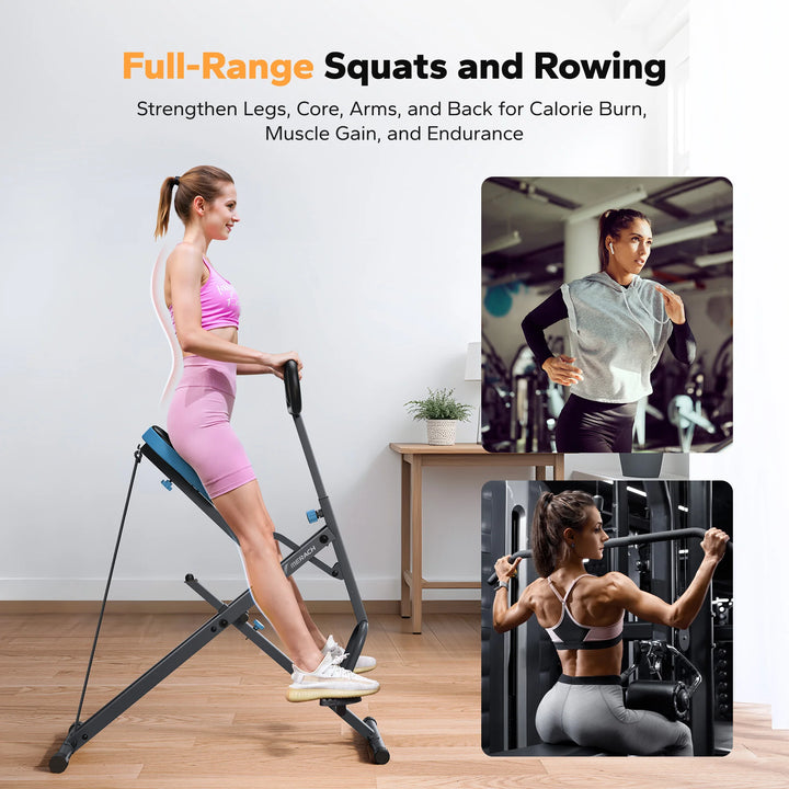 MERACH 2-in-1 Squat & Rowing Machine – Foldable Home Trainer