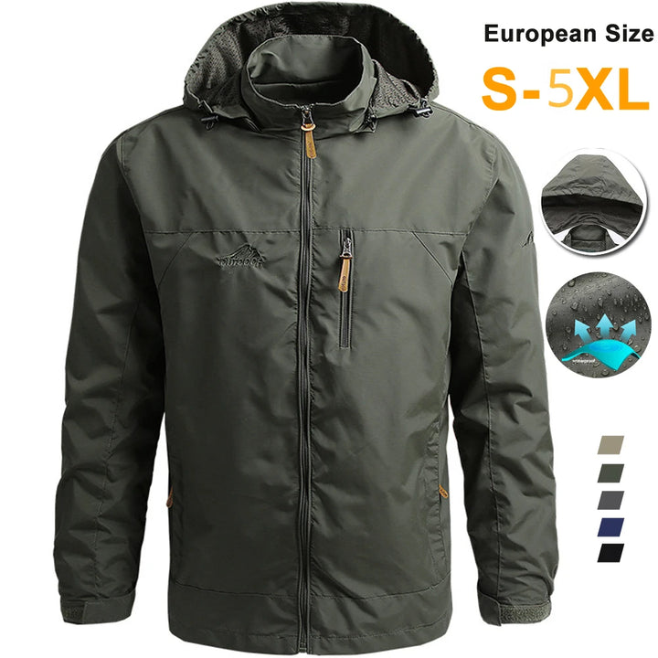 Men’s Tactical Windbreaker Waterproof Hooded Jacket (S–5XL)