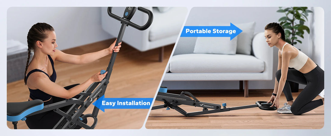 MERACH 2-in-1 Squat & Rowing Machine – Foldable Home Trainer