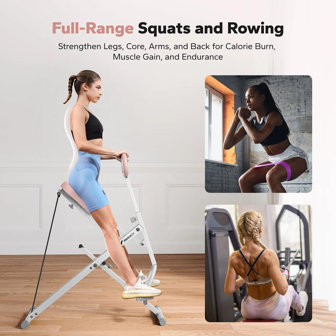 MERACH 2-in-1 Squat & Rowing Machine – Foldable Home Trainer