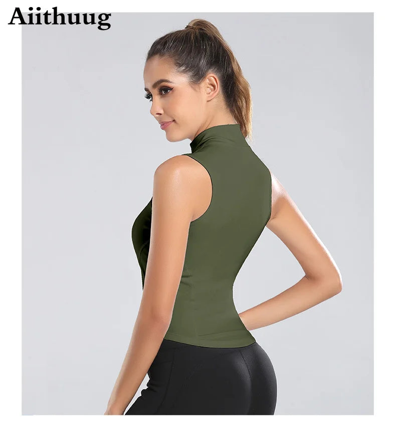 Aiithuug Women's Athletic Sleeveless Zip-Up Vest