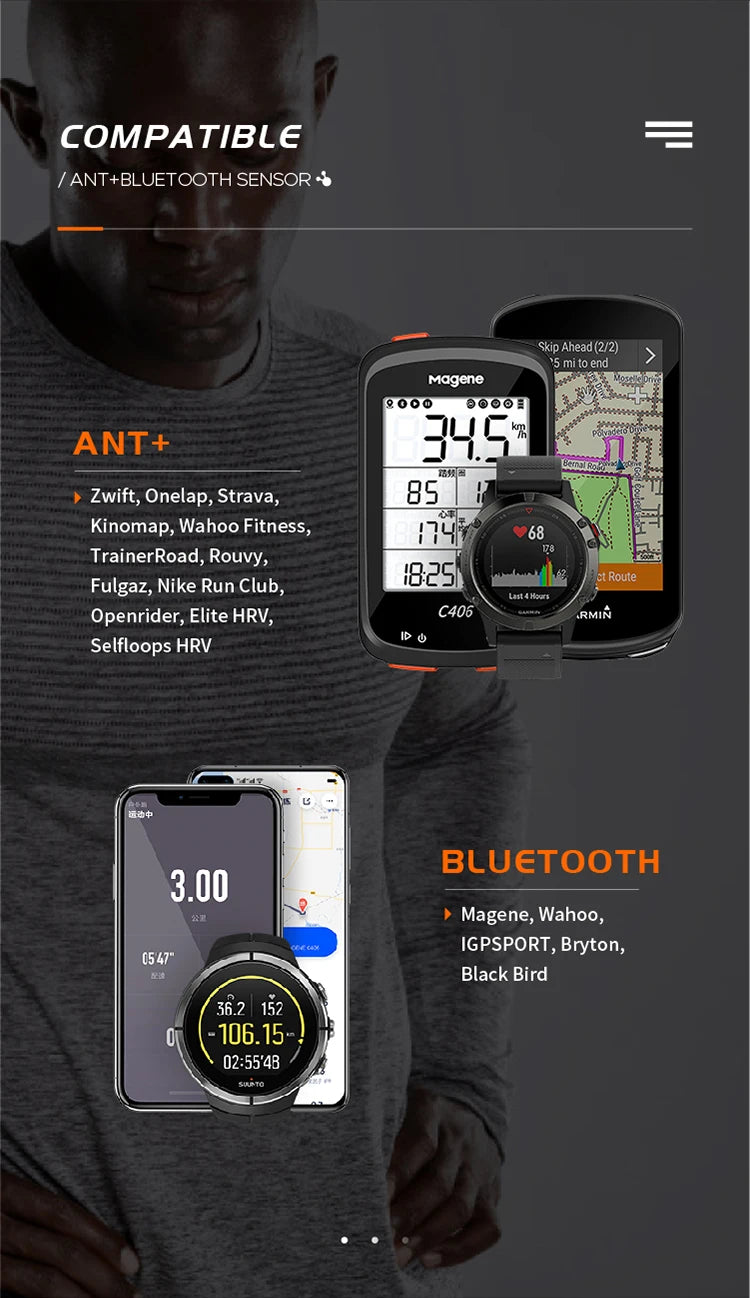 Magene H64 Heart Rate Monitor Chest Strap – Dual ANT+/Bluetooth
