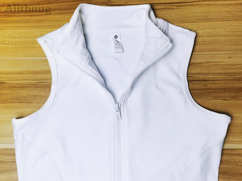 Aiithuug Women's Athletic Sleeveless Zip-Up Vest