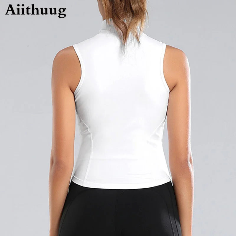 Aiithuug Women's Athletic Sleeveless Zip-Up Vest