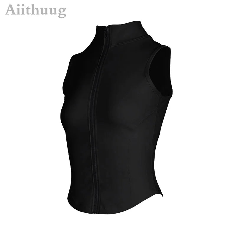 Aiithuug Women's Athletic Sleeveless Zip-Up Vest