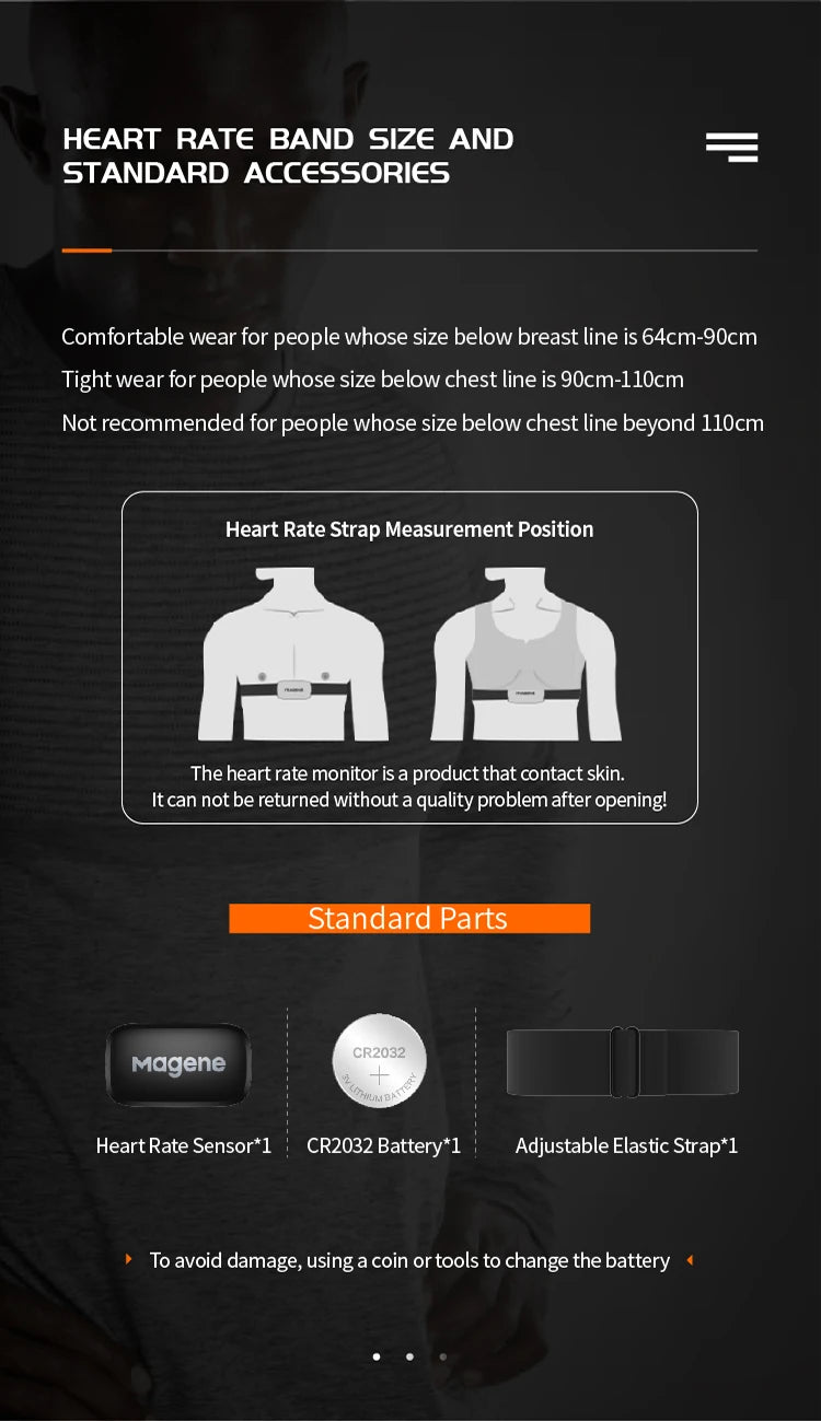 Magene H64 Heart Rate Monitor Chest Strap – Dual ANT+/Bluetooth