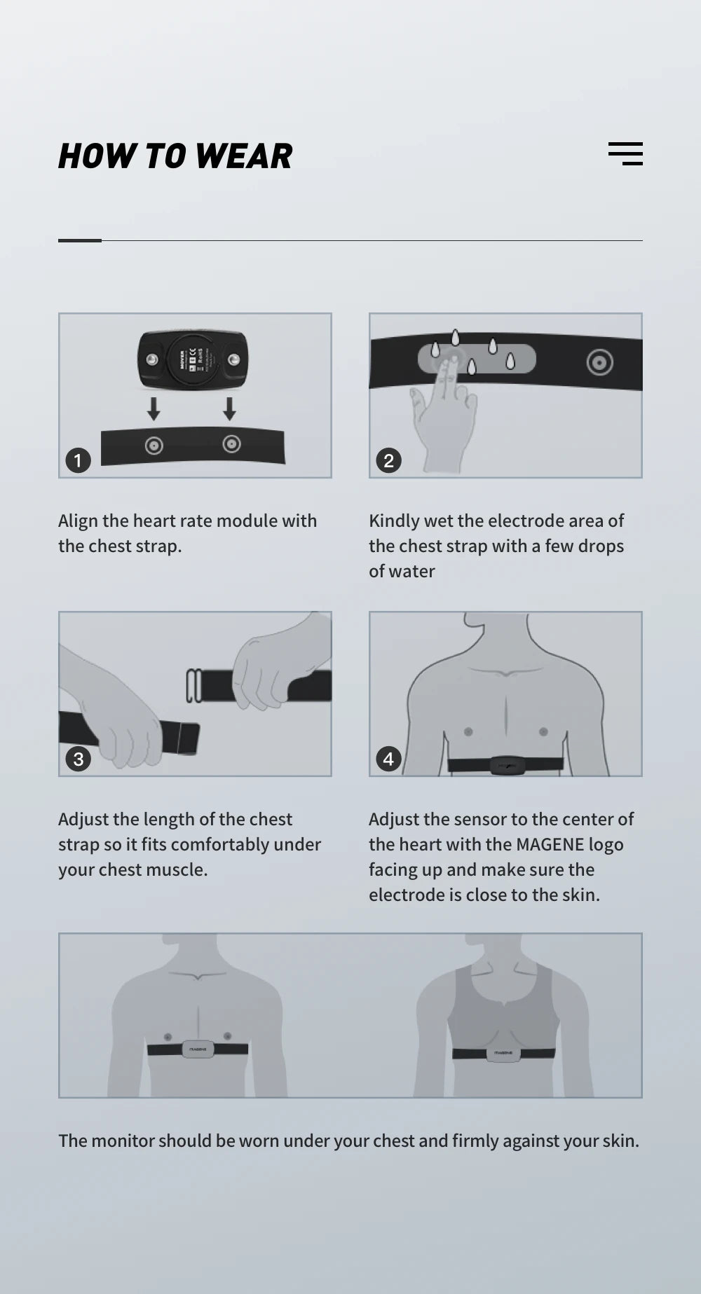 Magene H64 Heart Rate Monitor Chest Strap – Dual ANT+/Bluetooth