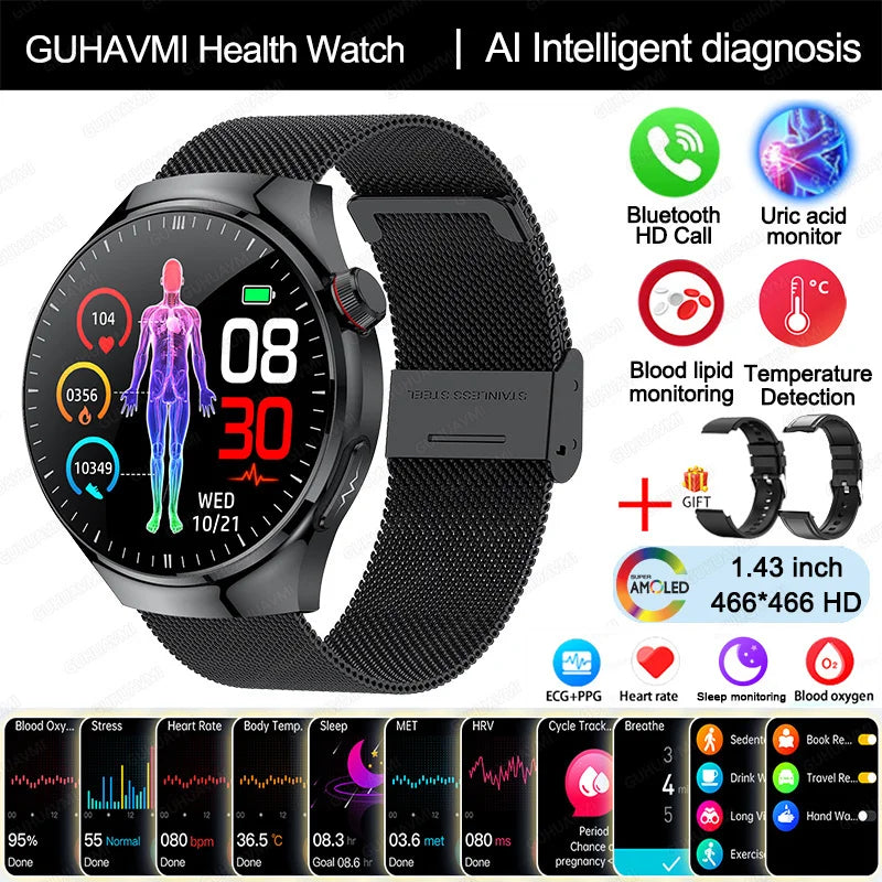 2025 Smart Health Watch with ECG & Bluetooth Call