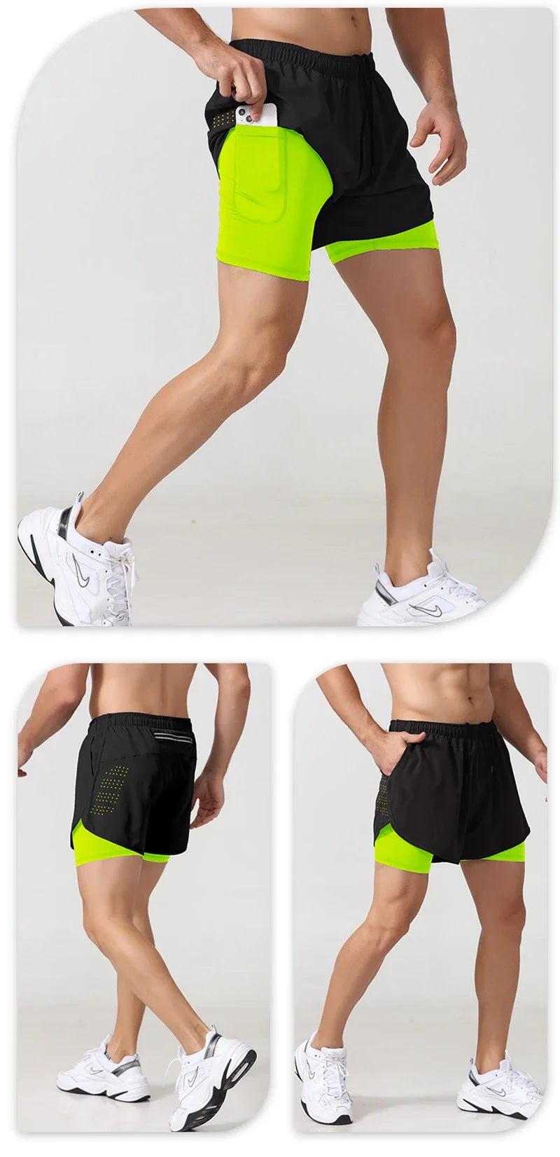 Men's Quick-Dry Double Layer Running Shorts