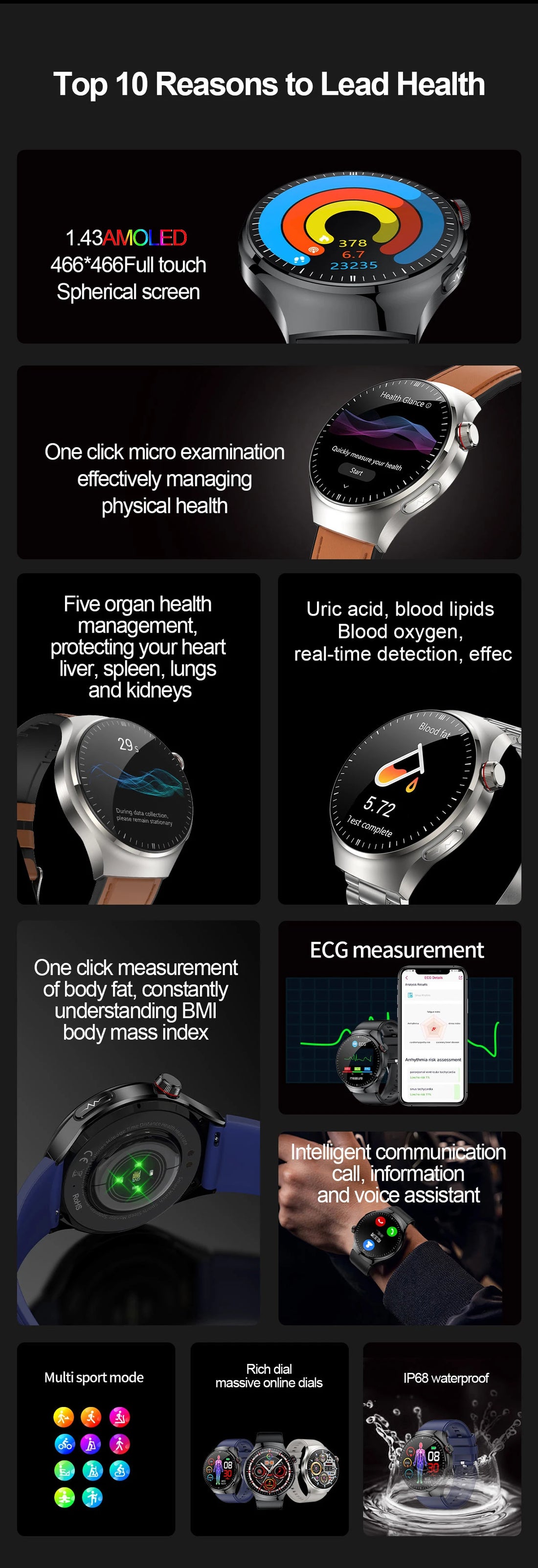 2025 Smart Health Watch with ECG & Bluetooth Call