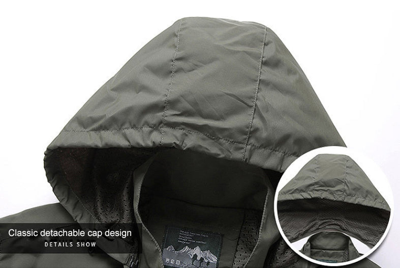 Men’s Tactical Windbreaker Waterproof Hooded Jacket (S–5XL)