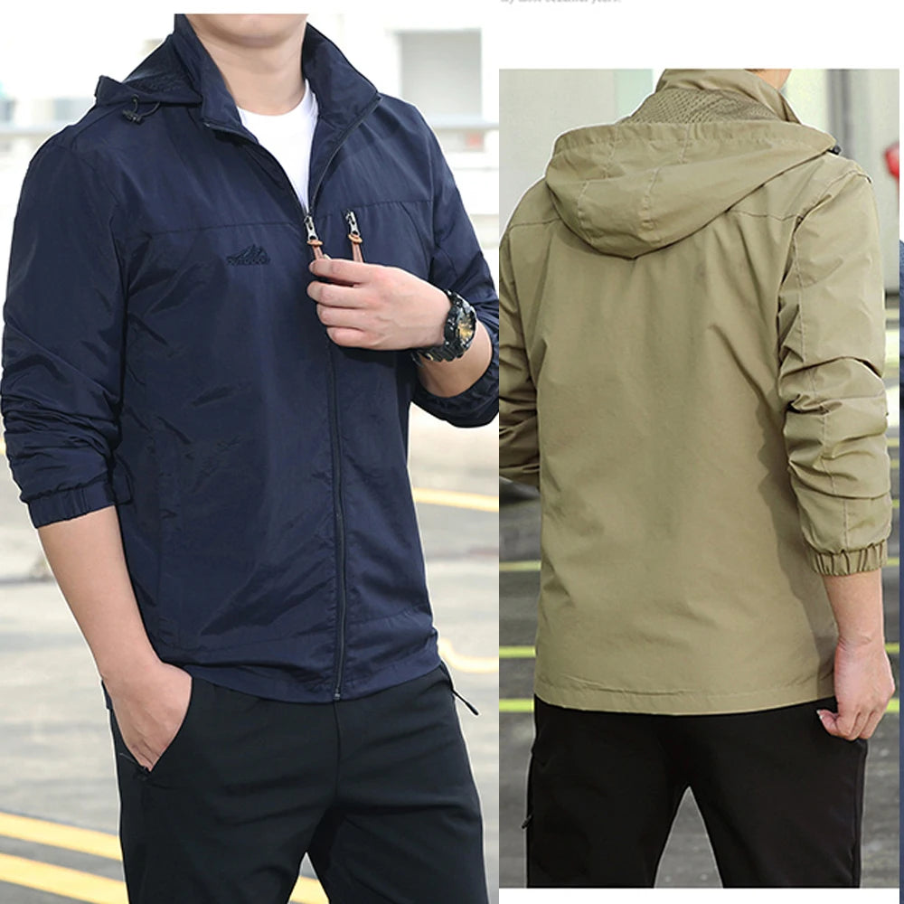 Men’s Tactical Windbreaker Waterproof Hooded Jacket (S–5XL)