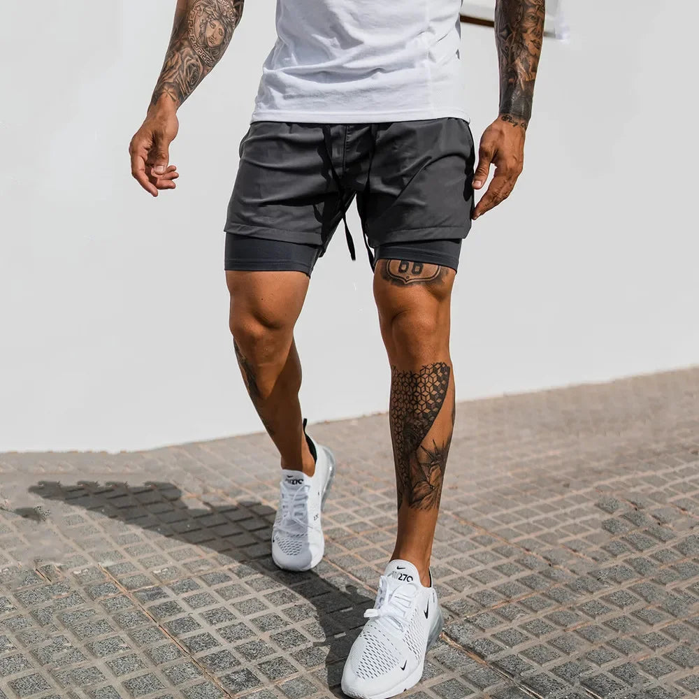 2-in-1 Men's Running & Gym Shorts