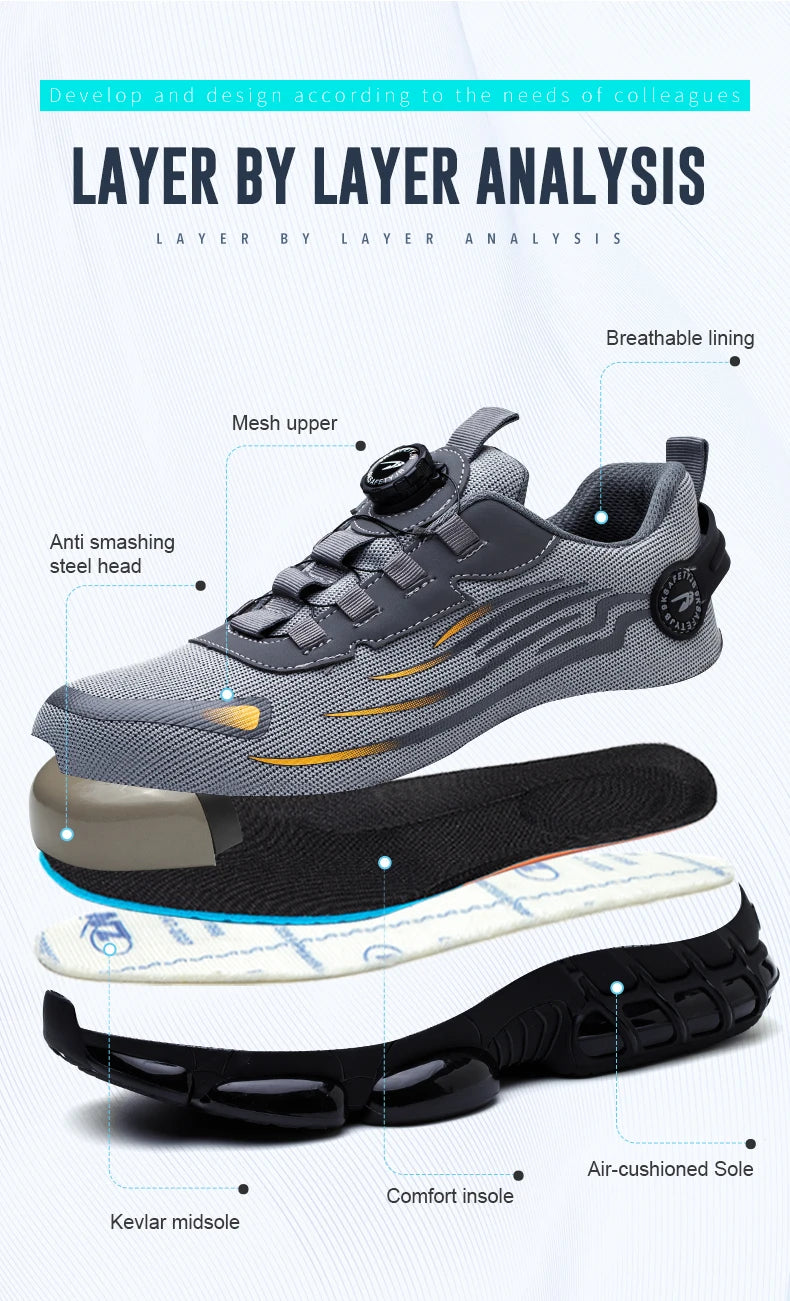Breathable Lace-Free Safety Work Shoes