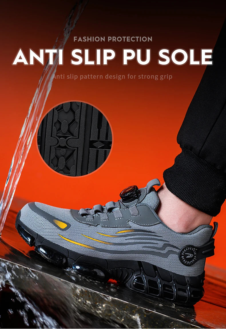 Breathable Lace-Free Safety Work Shoes