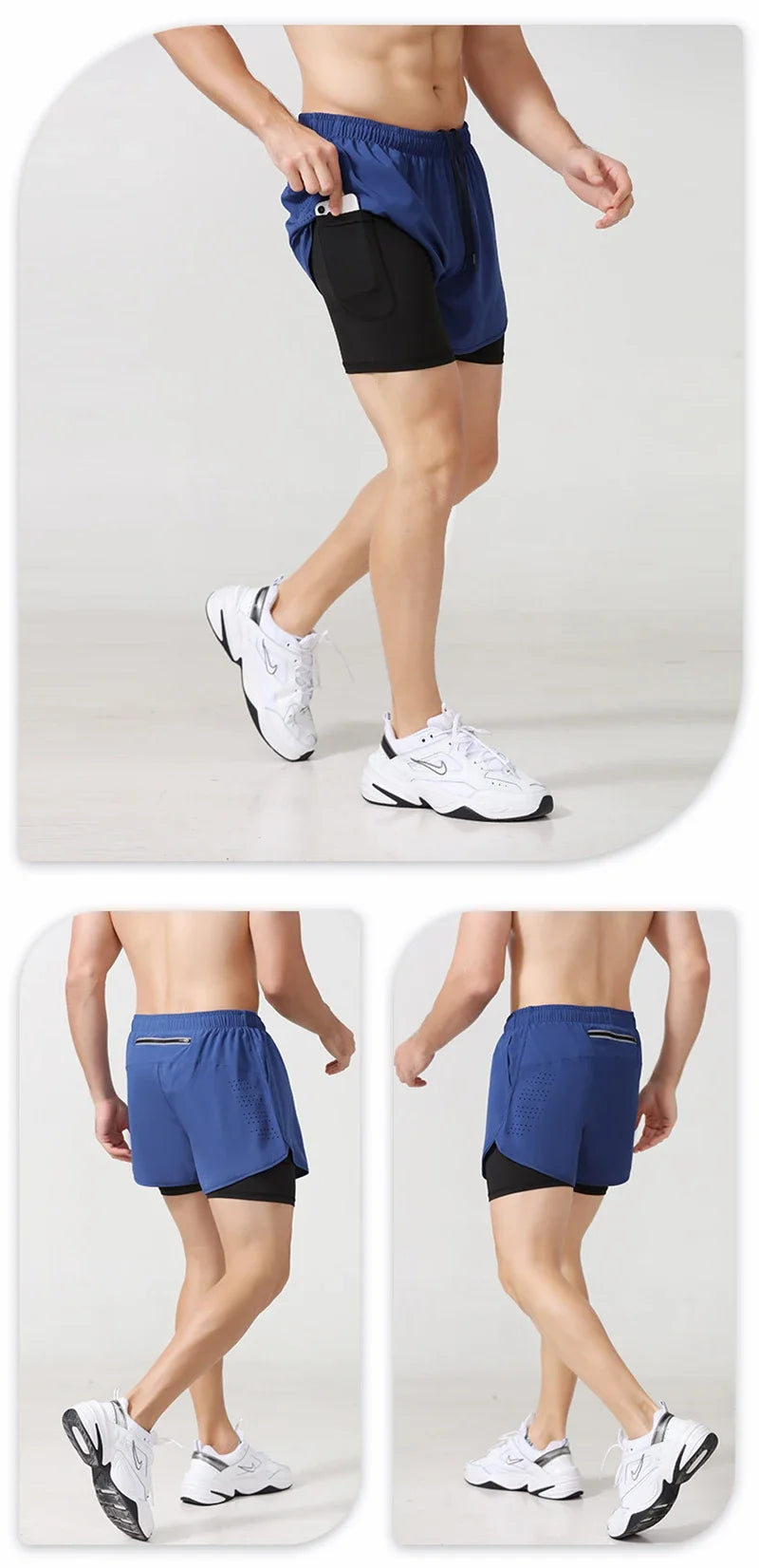 Men's Quick-Dry Double Layer Running Shorts