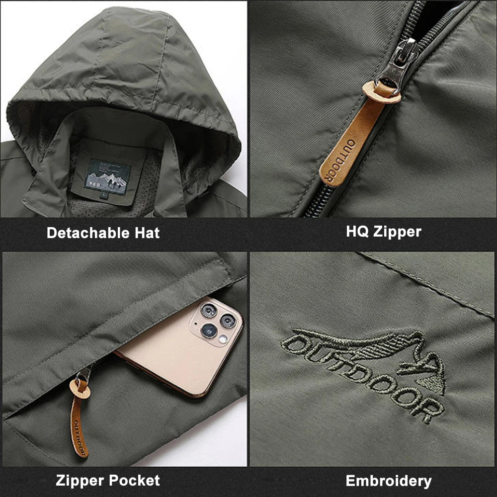 Men’s Tactical Windbreaker Waterproof Hooded Jacket (S–5XL)