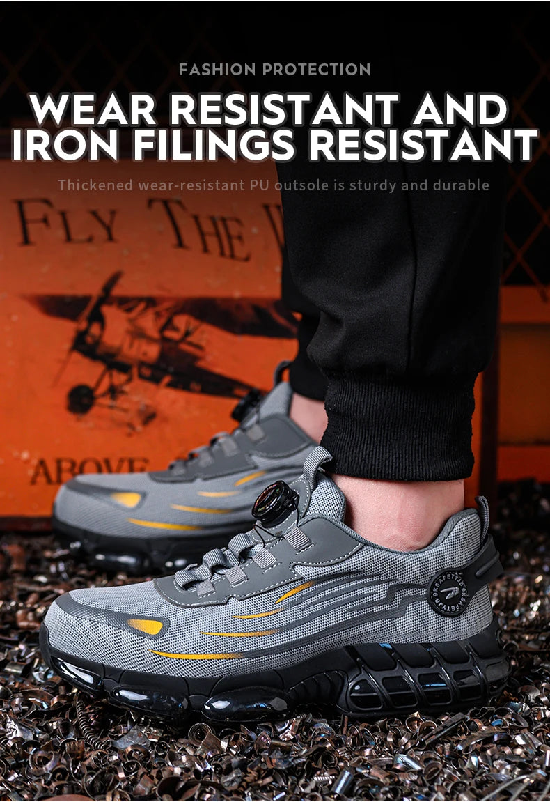 Breathable Lace-Free Safety Work Shoes
