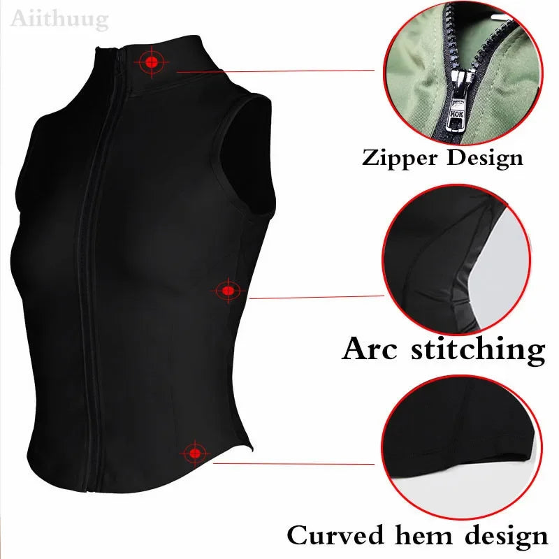 Aiithuug Women's Athletic Sleeveless Zip-Up Vest