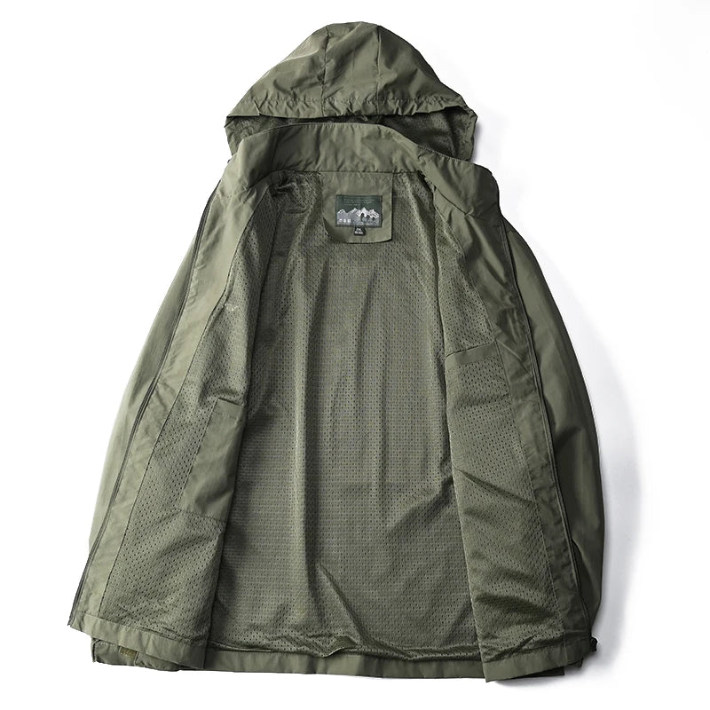 Men’s Tactical Windbreaker Waterproof Hooded Jacket (S–5XL)