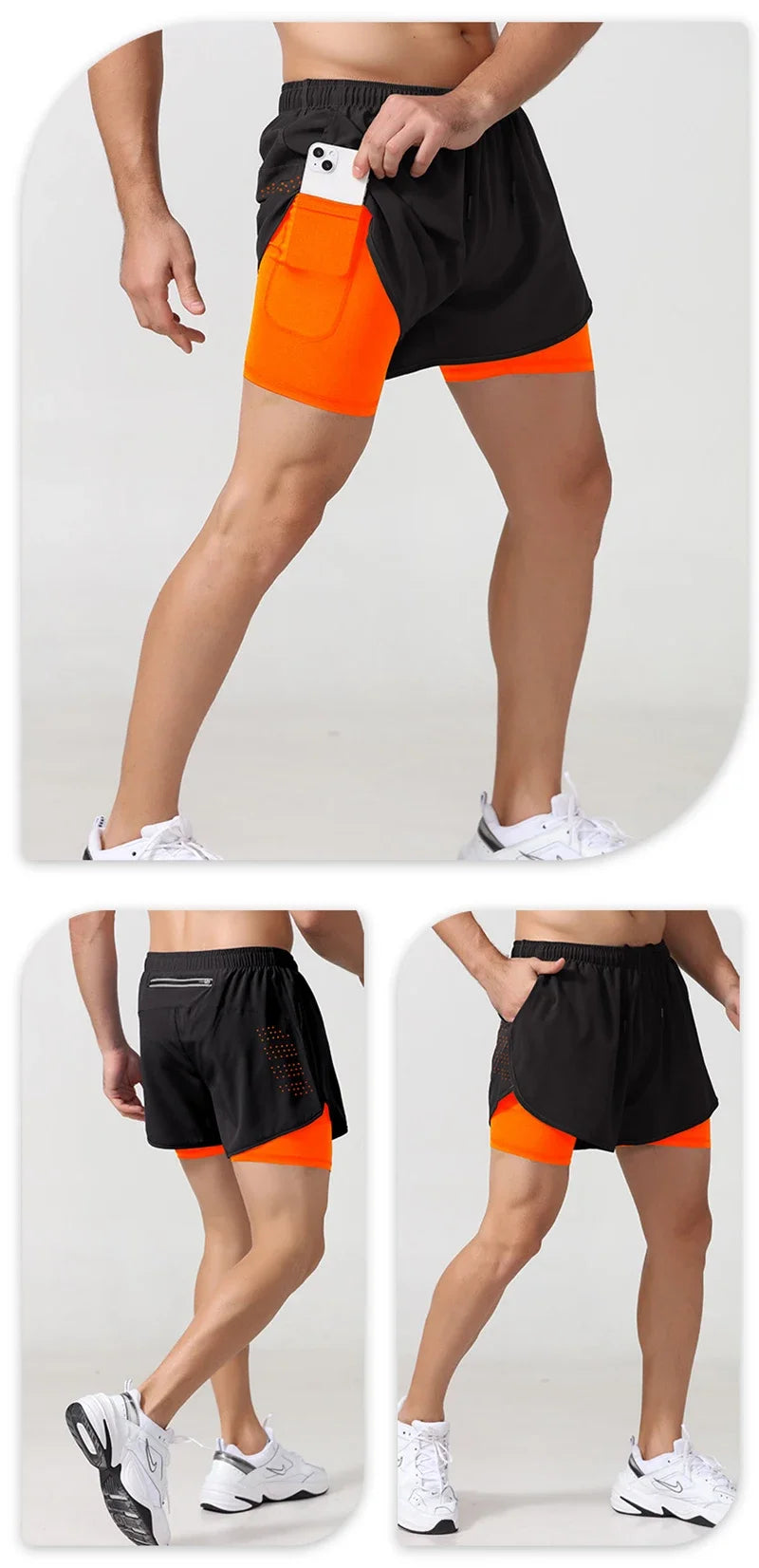 Men's Quick-Dry Double Layer Running Shorts