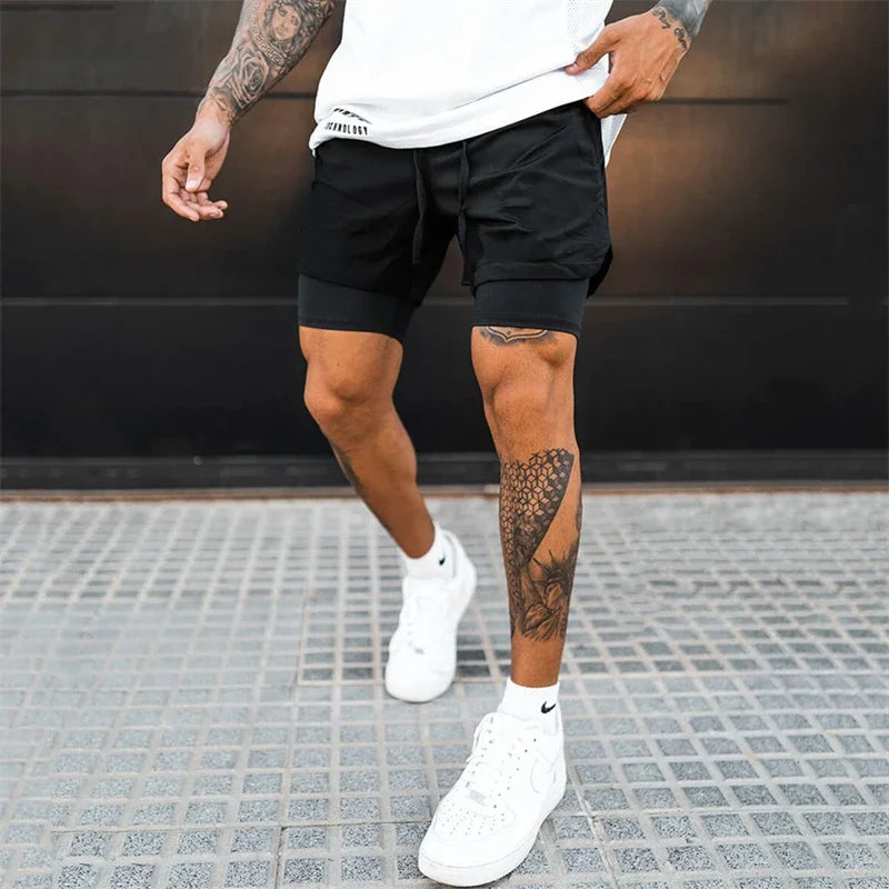2-in-1 Men's Running & Gym Shorts