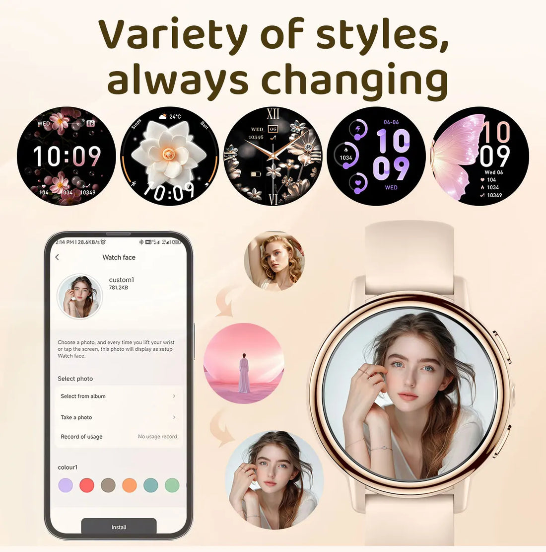 Ladies Smart Fitness Watch with Bluetooth Call
