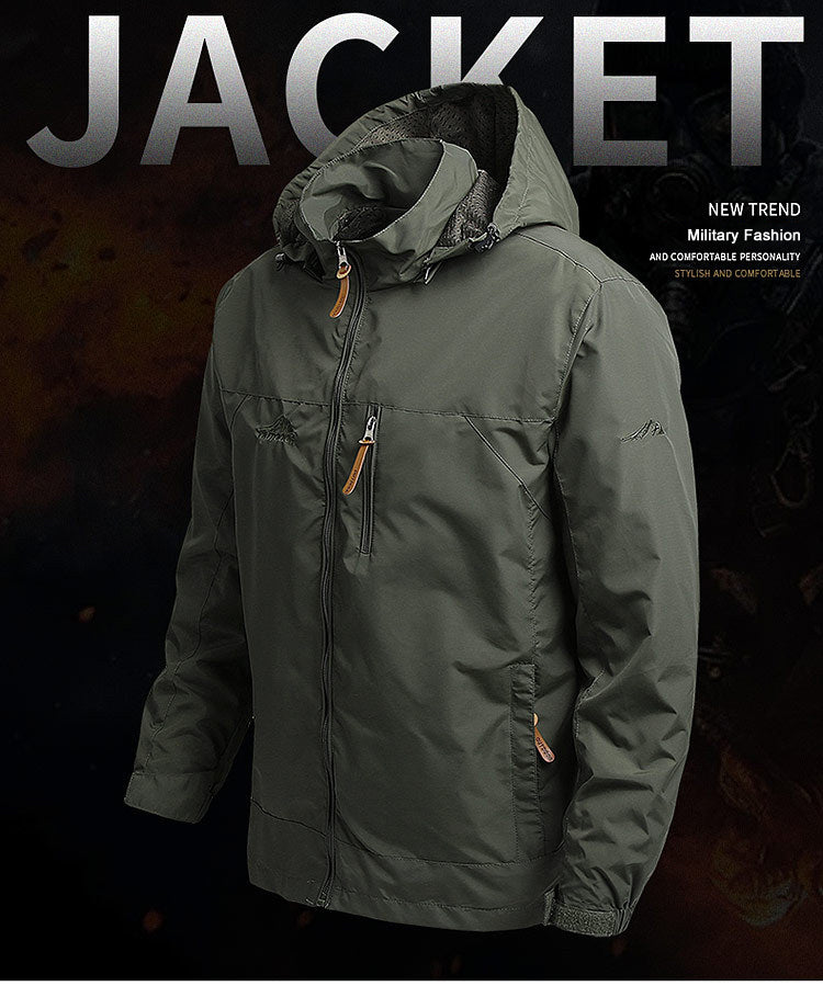 Men’s Tactical Windbreaker Waterproof Hooded Jacket (S–5XL)