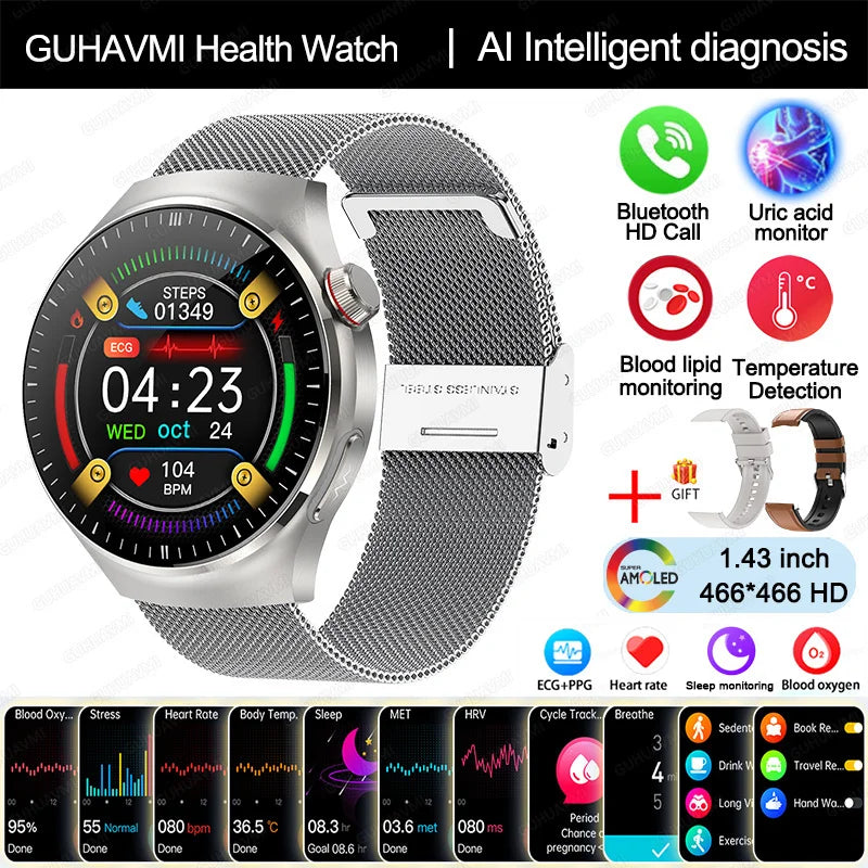 2025 Smart Health Watch with ECG & Bluetooth Call