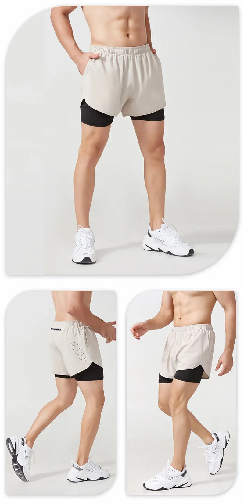 Men's Quick-Dry Double Layer Running Shorts