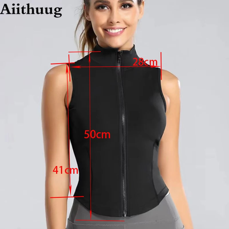 Aiithuug Women's Athletic Sleeveless Zip-Up Vest