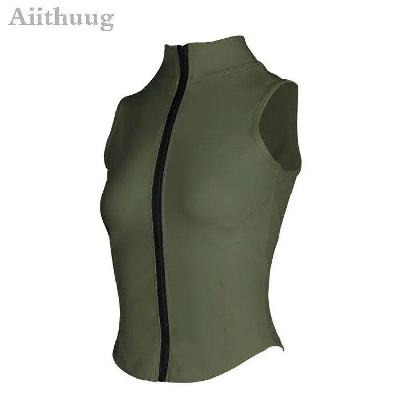 Aiithuug Women's Athletic Sleeveless Zip-Up Vest