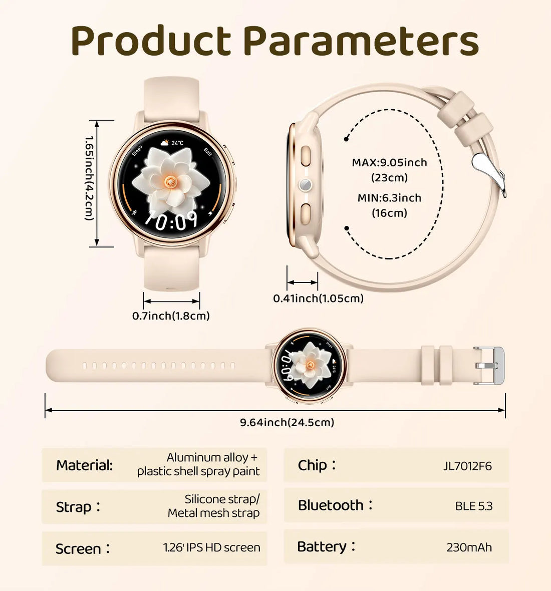 Ladies Smart Fitness Watch with Bluetooth Call