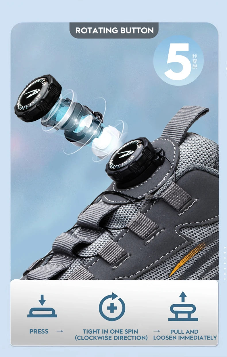 Breathable Lace-Free Safety Work Shoes