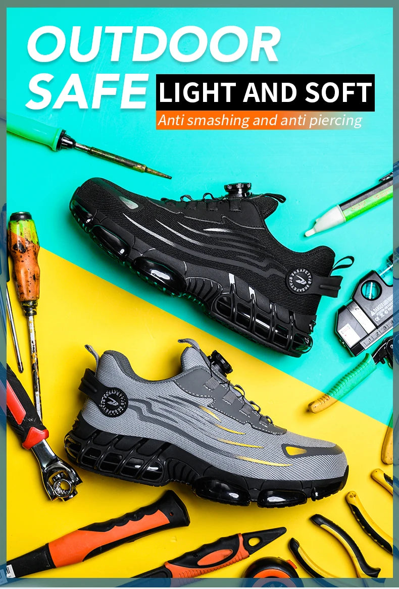 Breathable Lace-Free Safety Work Shoes