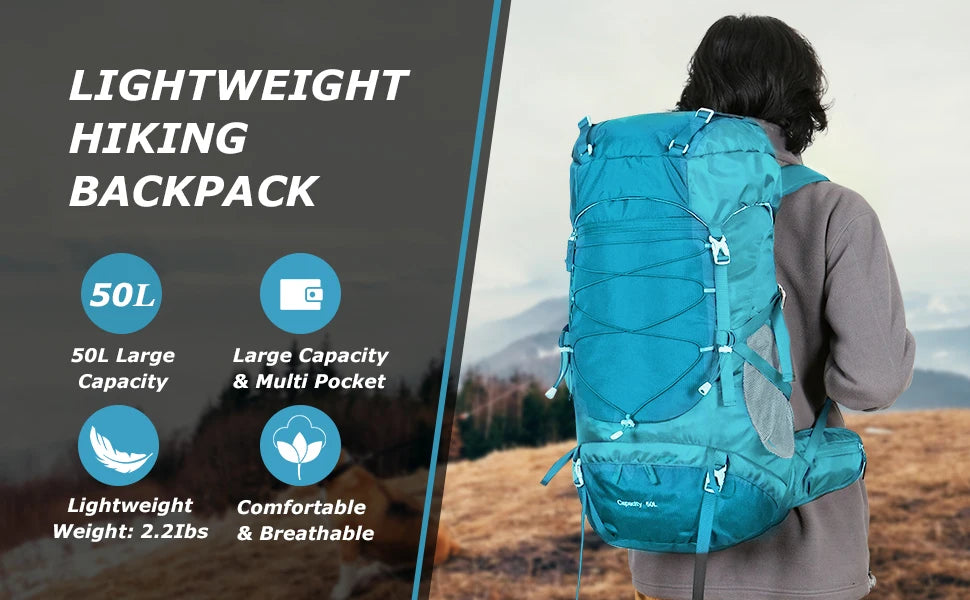 50L Hiking Backpack with Rain Cover