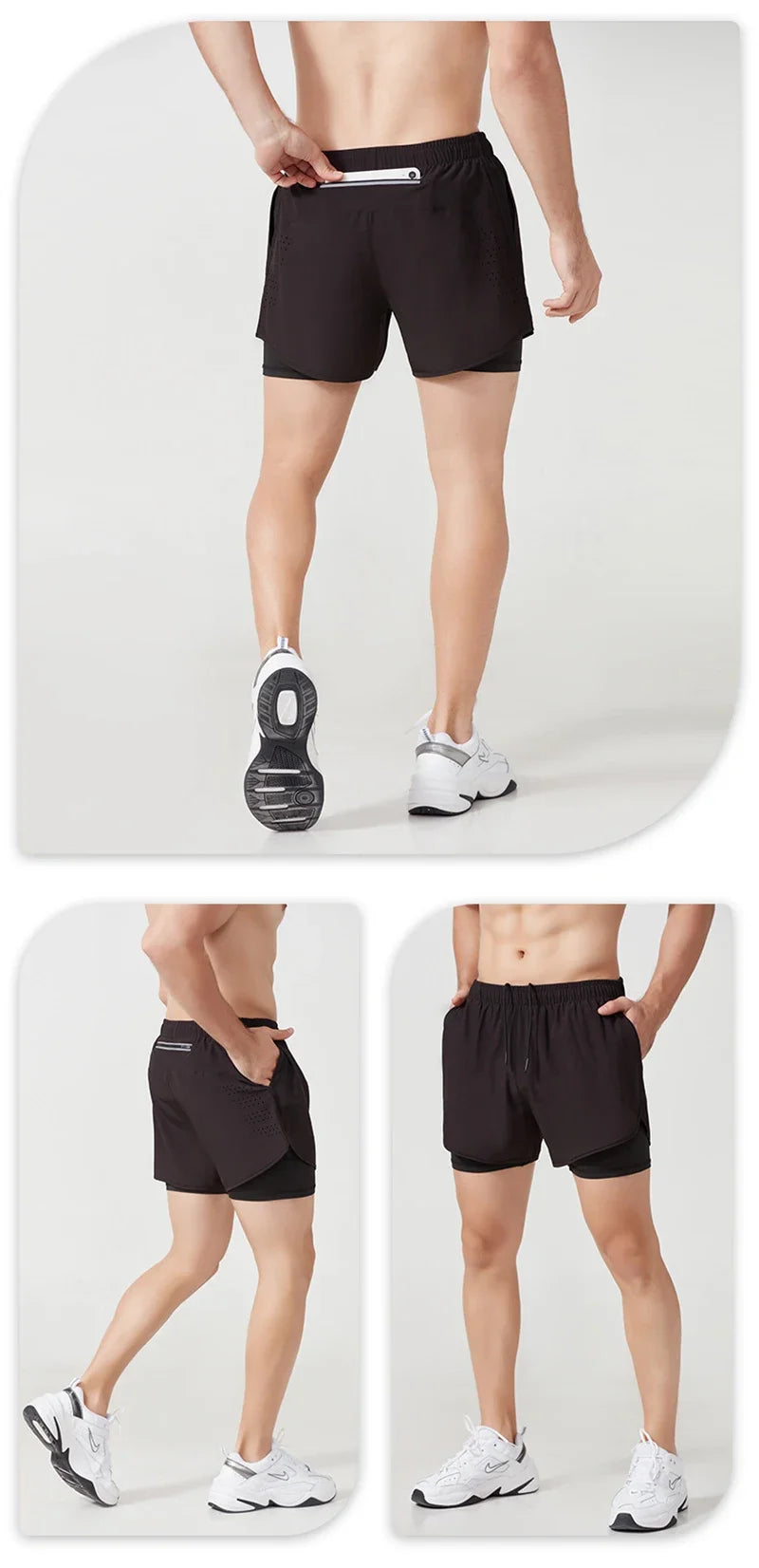 Men's Quick-Dry Double Layer Running Shorts