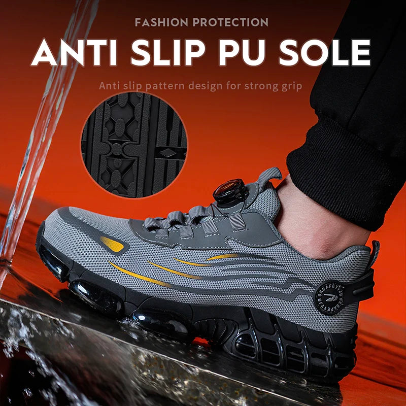 Breathable Lace-Free Safety Work Shoes