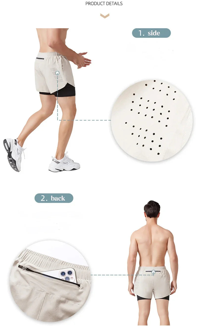 Men's Quick-Dry Double Layer Running Shorts